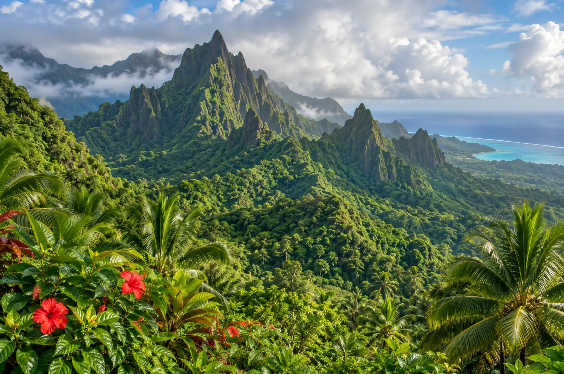 Vibrant Rarotonga island scene